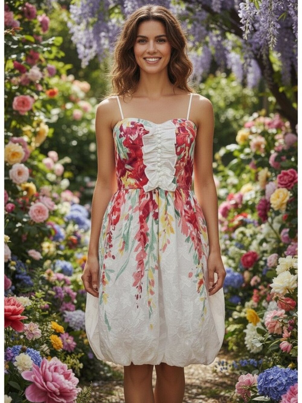 Floral Summer Peplum Hem Dress FLAWED Size 12 NWOT